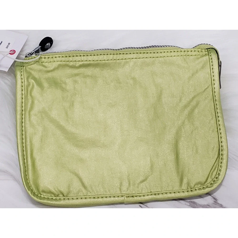 NEW Kipling Harrie makeup pouch metallic mint green AC8257